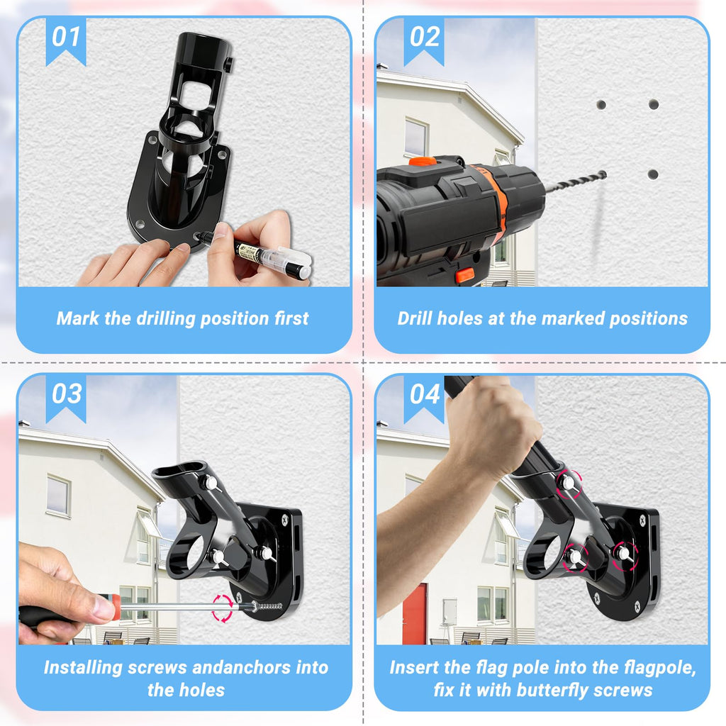 Heavy Duty Aluminum Alloy Wall Mount Flag Pole Holder R4712