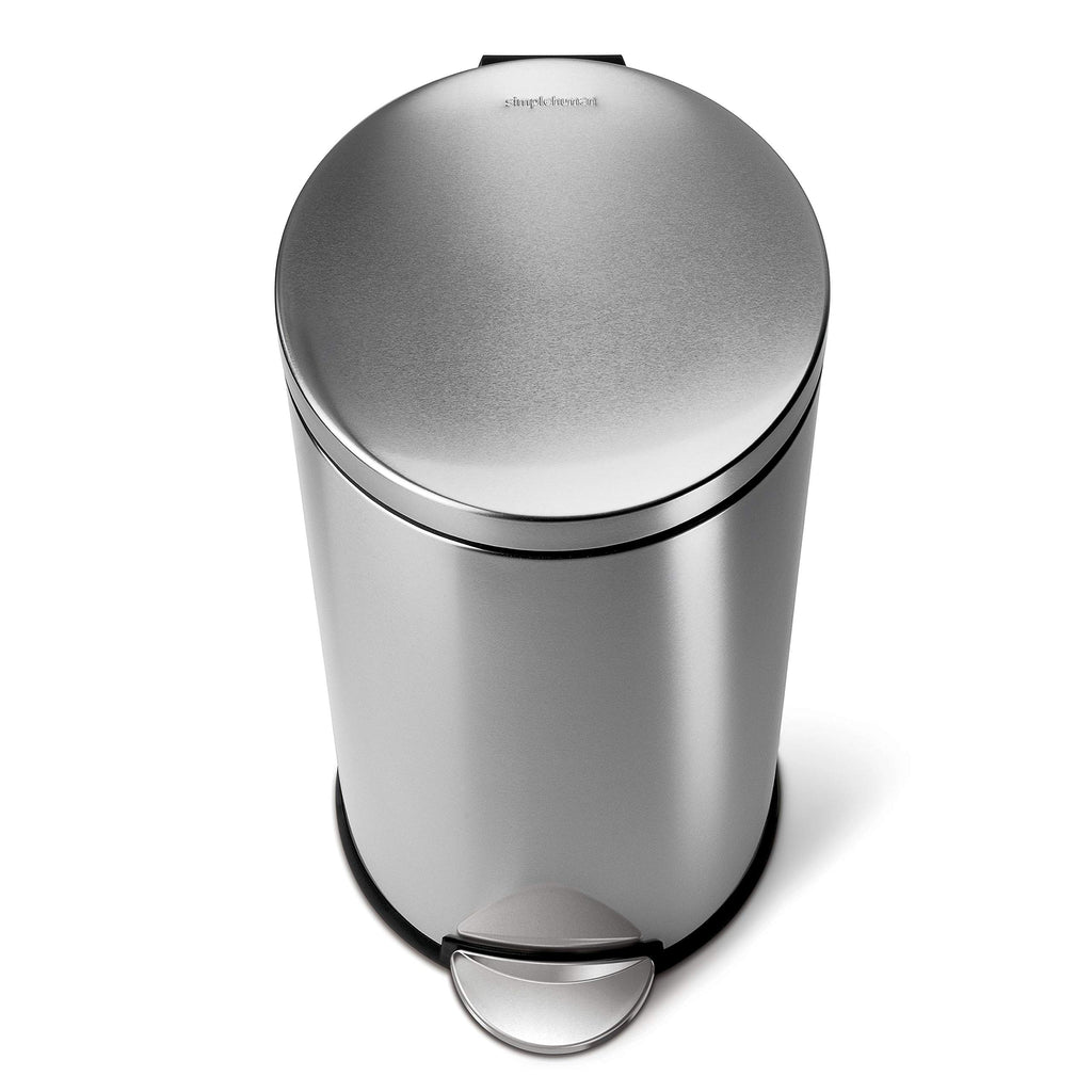 30L Brushed Stainless Steel Round Step Trash Can F456