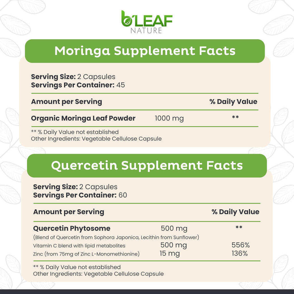 Moringa and Quercetin 1000mg Vegan Capsules S133