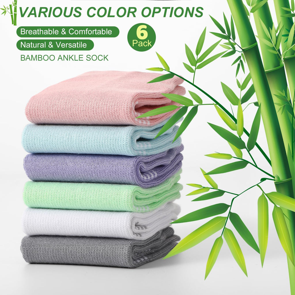 6 Pairs Thin Breathable Bamboo Ankle Socks K58518