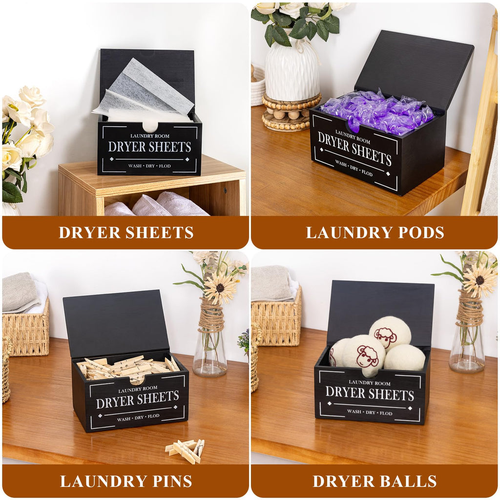Black Dryer Sheet Holder with Lid C3368