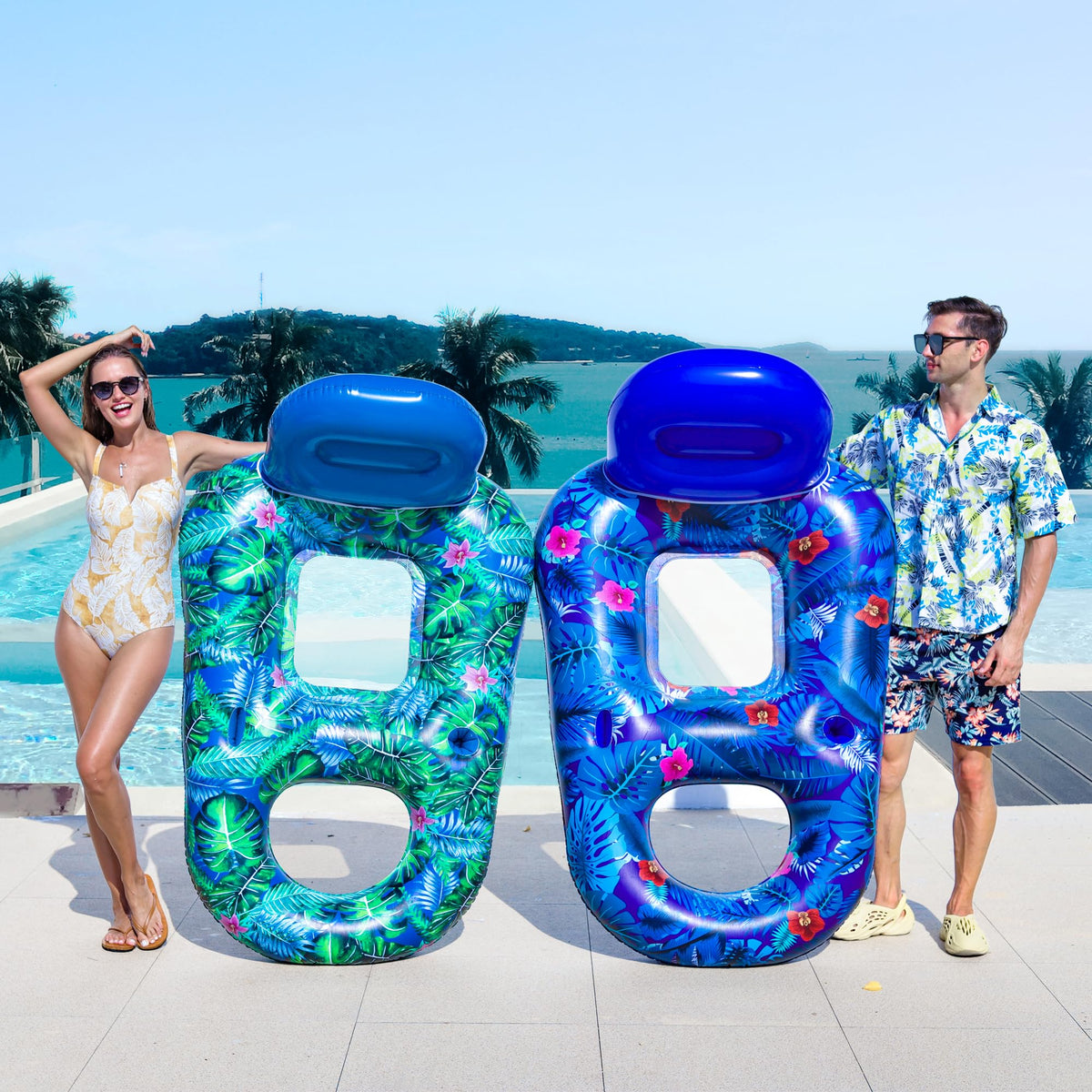 Inflatable Pool Float Chair with Cup Phone Holder F7653
