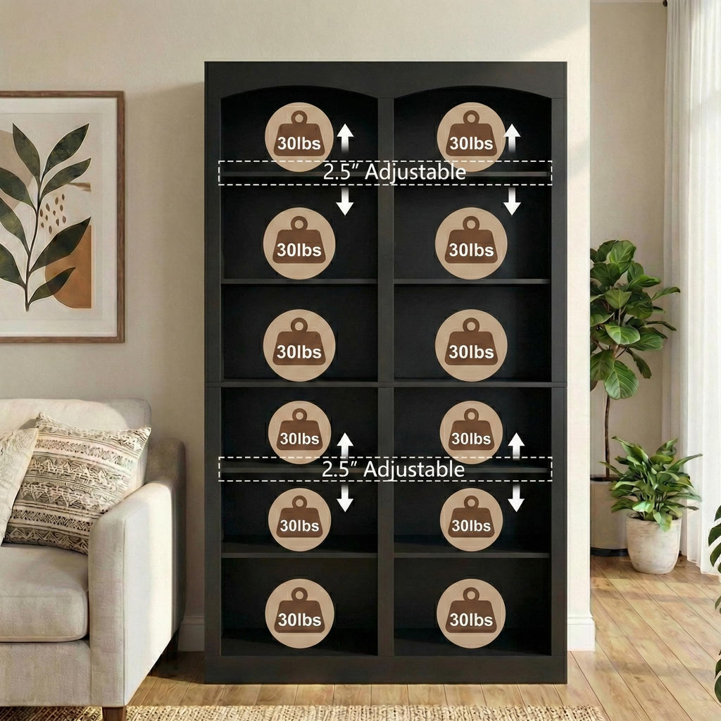 71" Tall Black 12-Tier Wood Bookcase Z254
