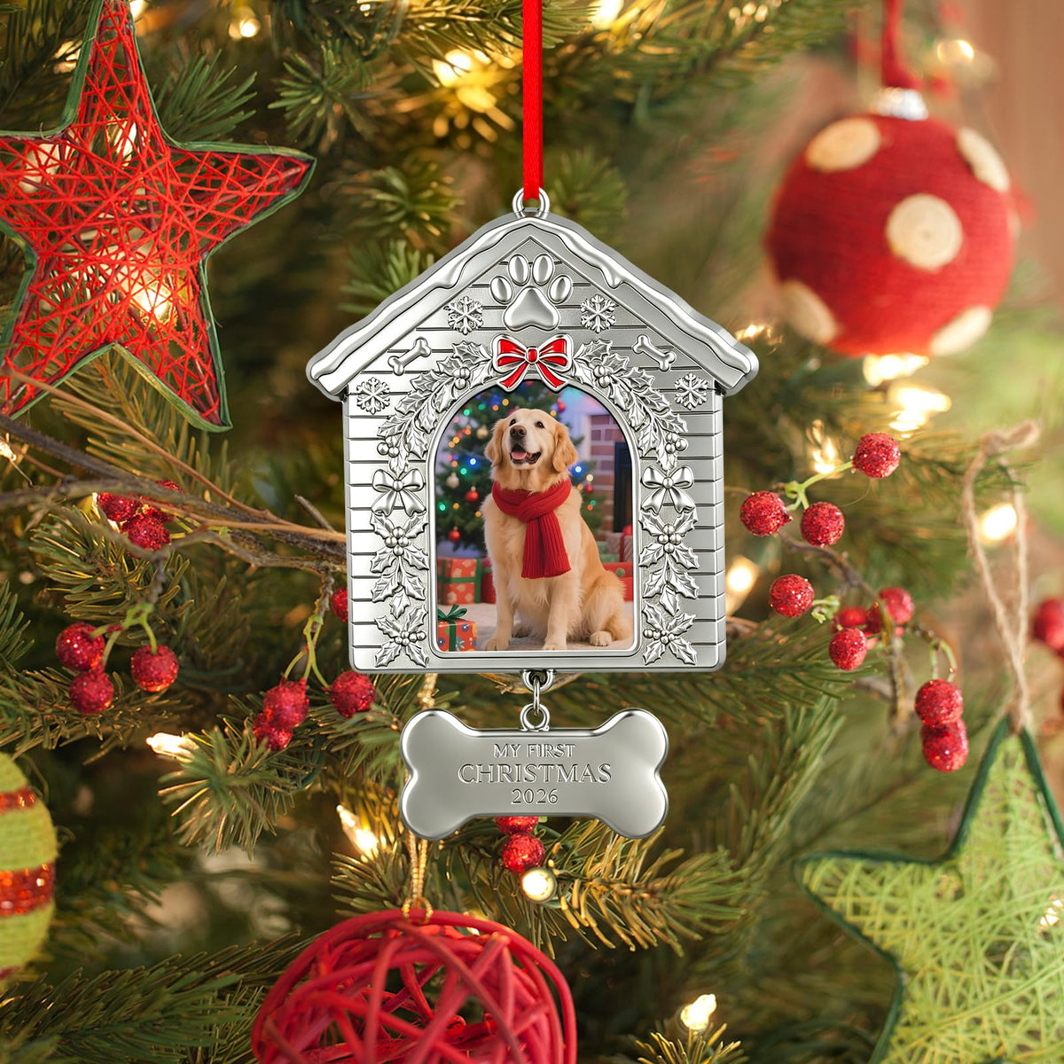 Dog First Christmas Ornament 2026 Metal Photo Frame P818308