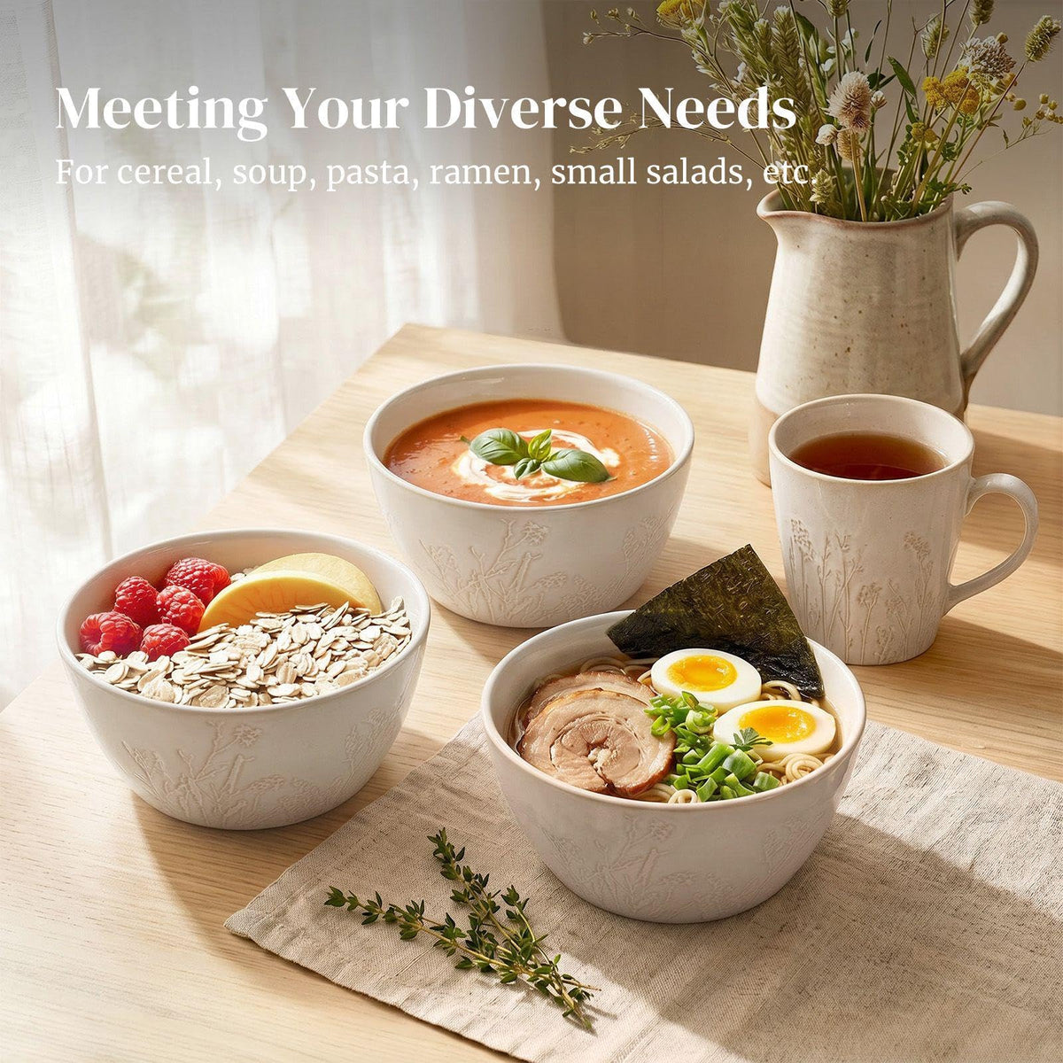 32 OZ Ceramic Soup Bowls Set of 4 H8806