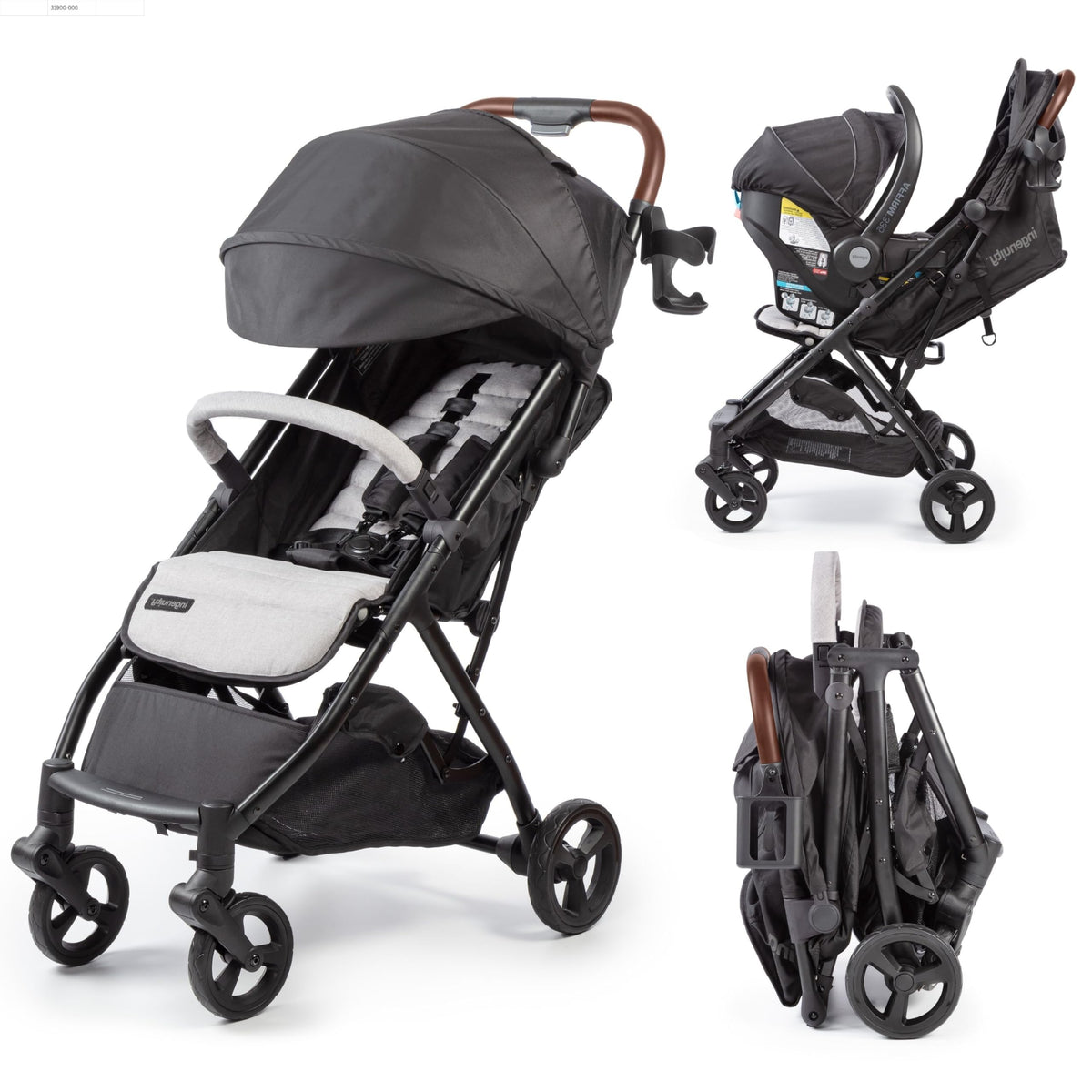 Compact Fold Stroller with Oversized Canopy and Extra-Large Storage, Gray D851127