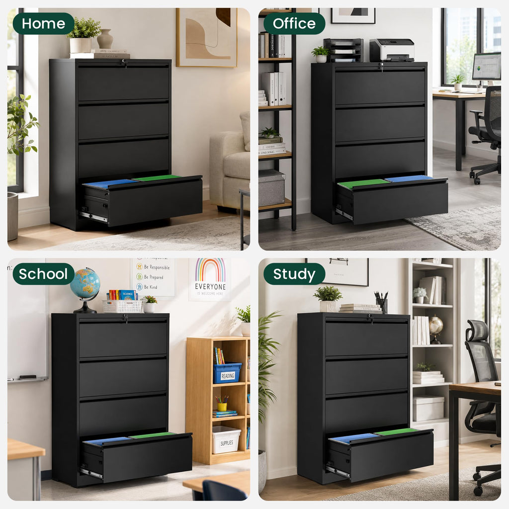 4 Drawer Black Metal File Cabinet R52019
