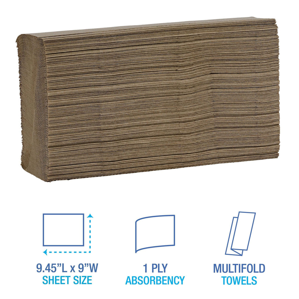 Multifold 1-Ply Paper Hand Towels, 250 Towels/Pack, 16 Packs/Carton X988893