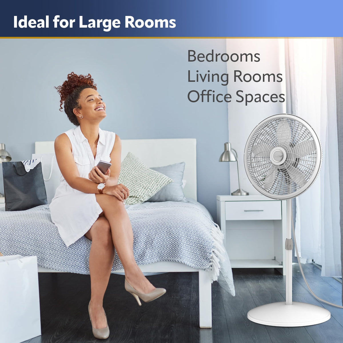 Oscillating Pedestal Fan with Adjustable Height and 3 Cooling Speeds, 18", White C282888