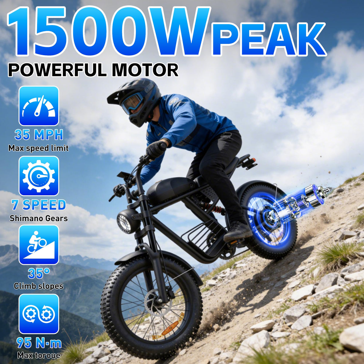 Electric Bike 1500/2000/3000 Peak 30-37MPH F462352