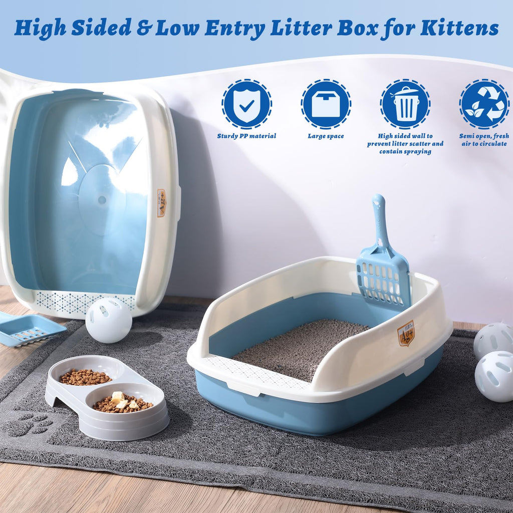 7 Pcs Kitten Litter Box Starter Kit with Scoop and Cat Bowl F3212