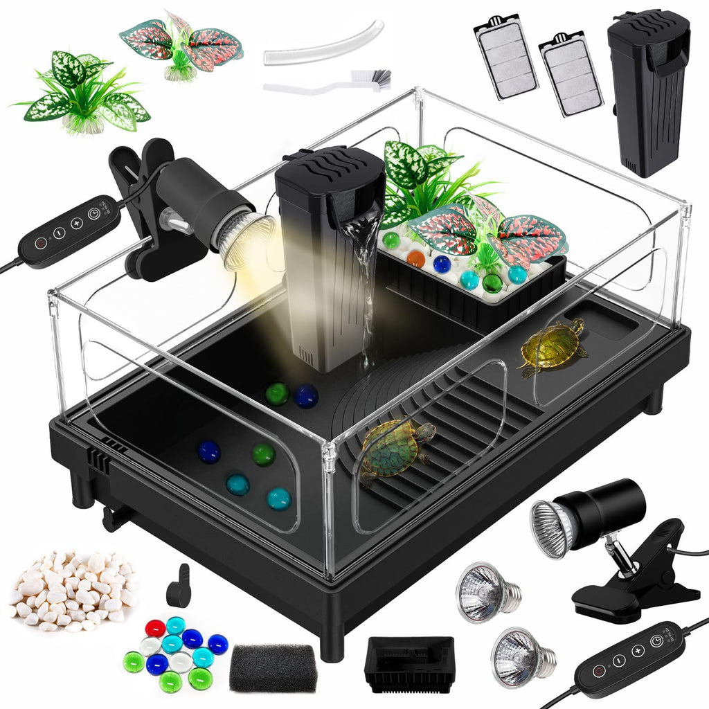 Small Turtle Tank Kit with Adjustable Lamp and Filter D640393