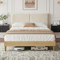 Queen Size Upholstered Platform Bed Frame with Headboard O49482