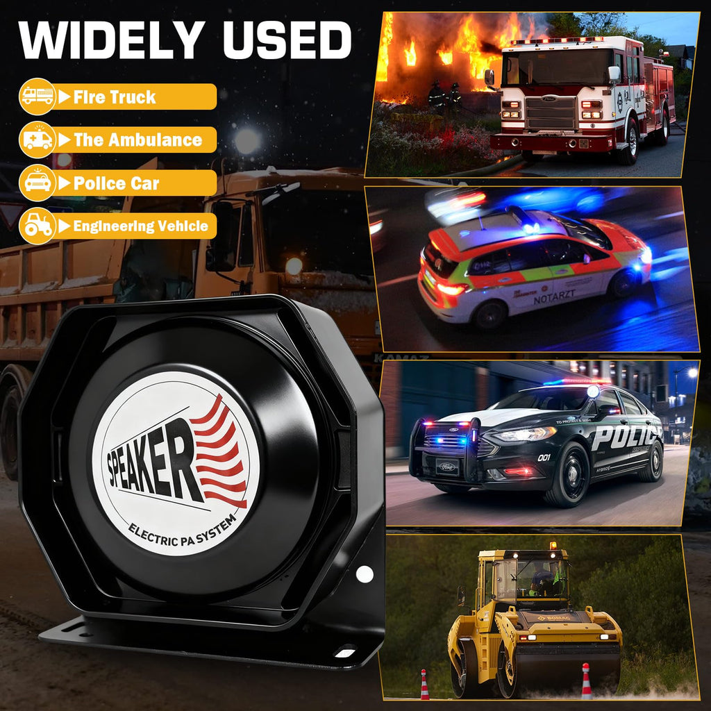 200W Multi-Tone Emergency Car Siren Speaker PA System Kit V4747