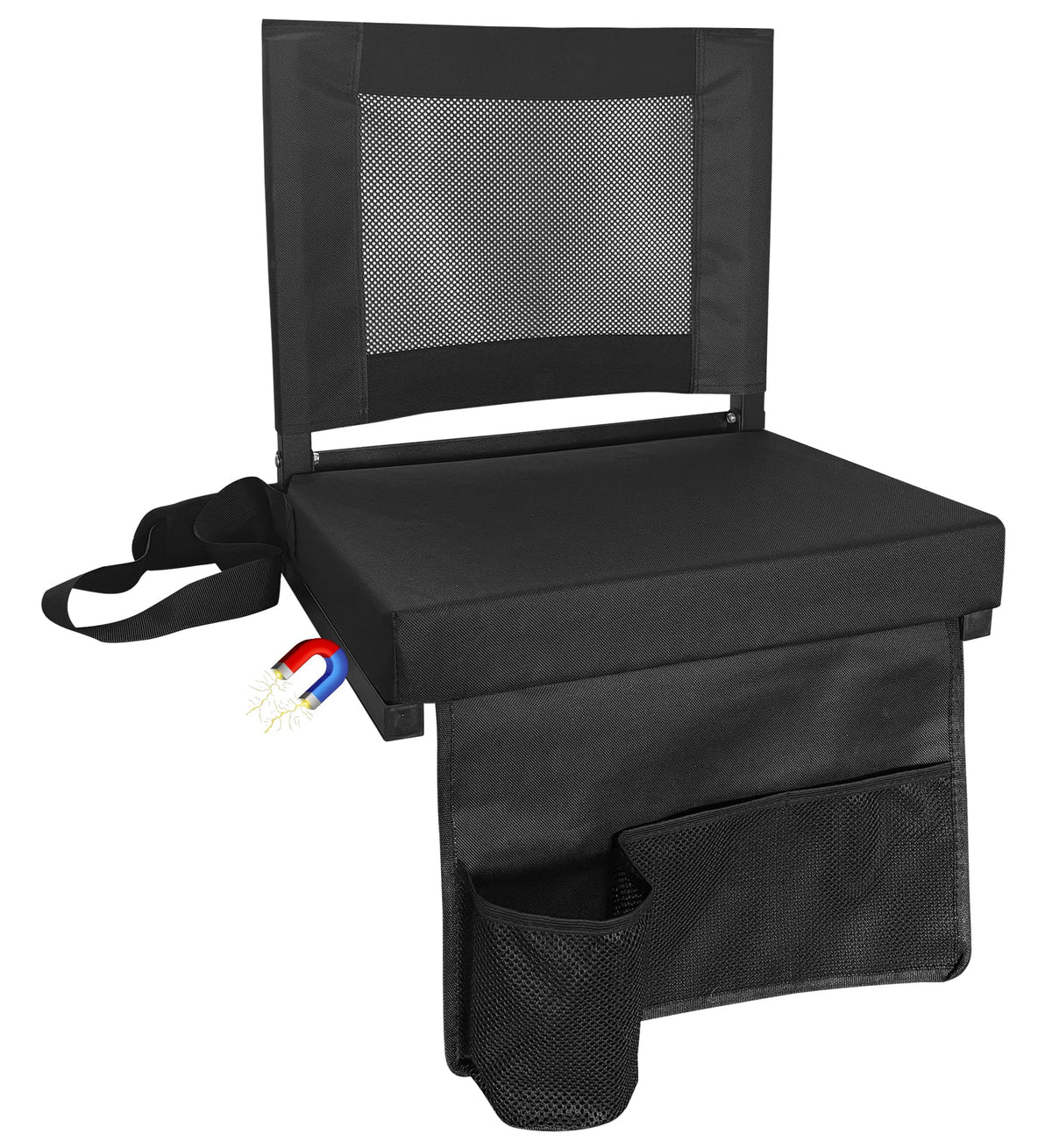 Portable Folding Bleacher Seats with Back Support and Cushion, Black P9427