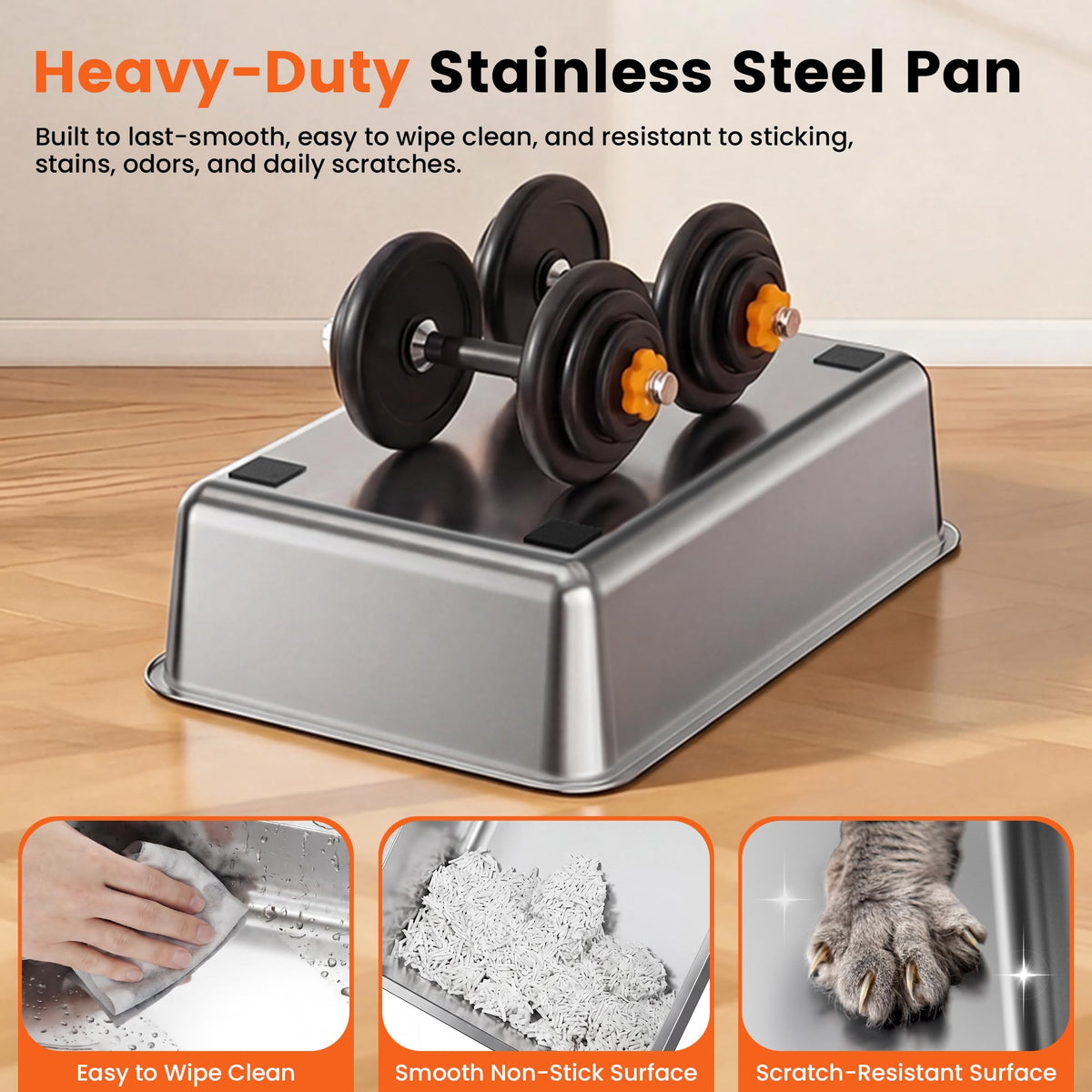 XL Stainless Steel Litter Box with Lid M445