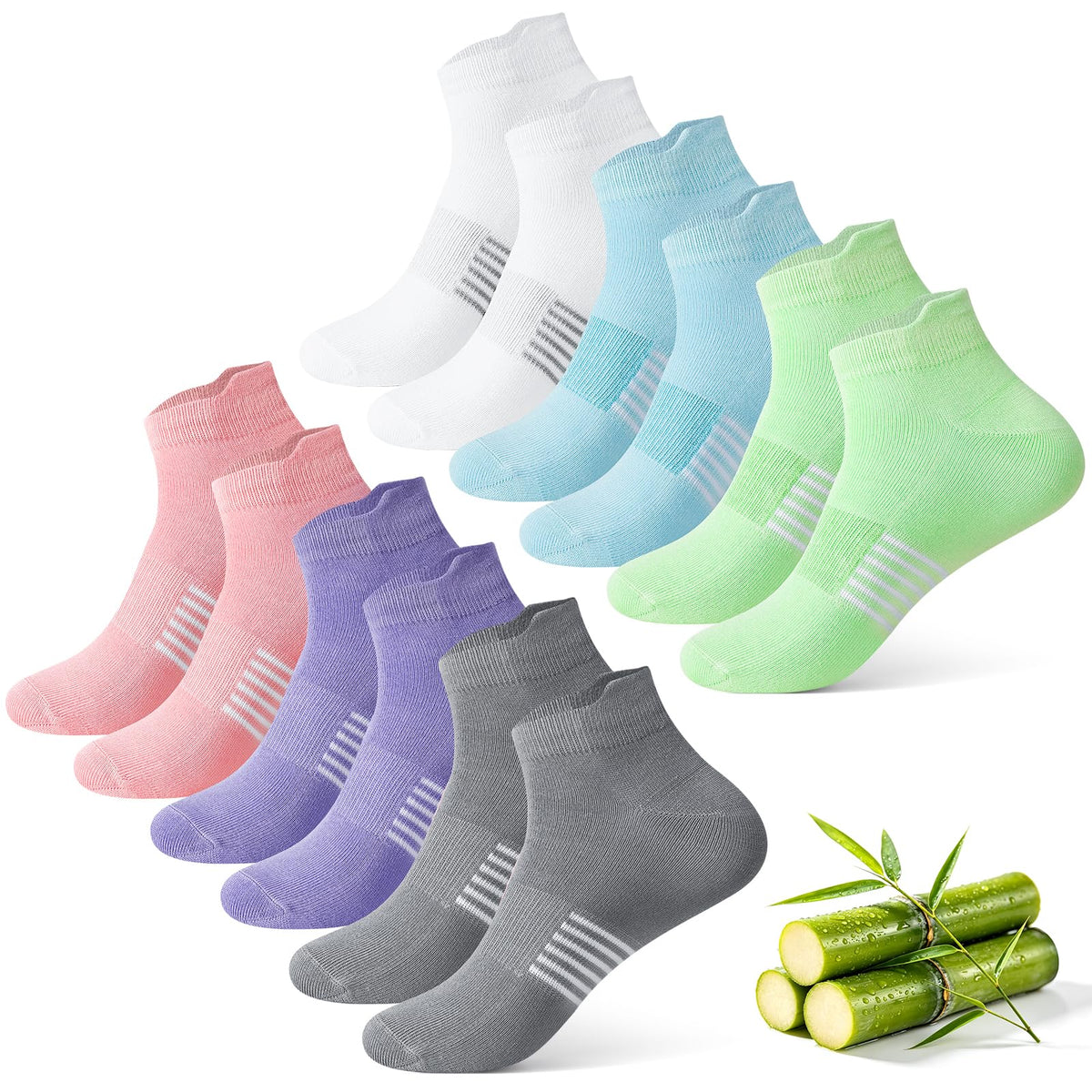 6 Pairs Thin Breathable Bamboo Ankle Socks K58518