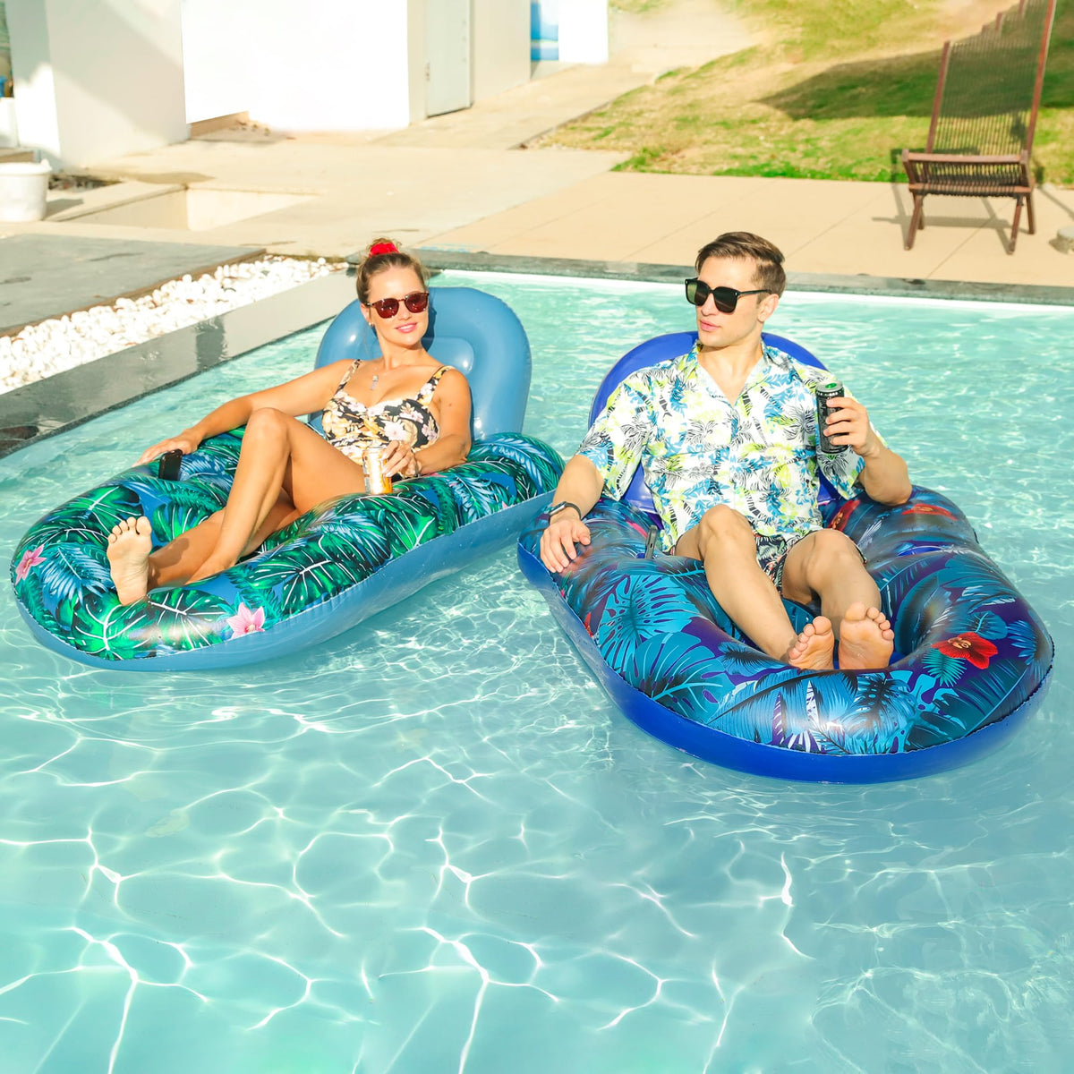Inflatable Pool Float Chair with Cup Phone Holder F7653