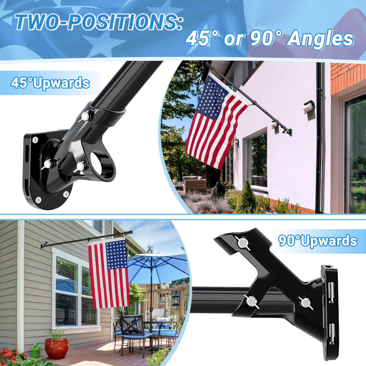 Heavy Duty Aluminum Alloy Wall Mount Flag Pole Holder R4712