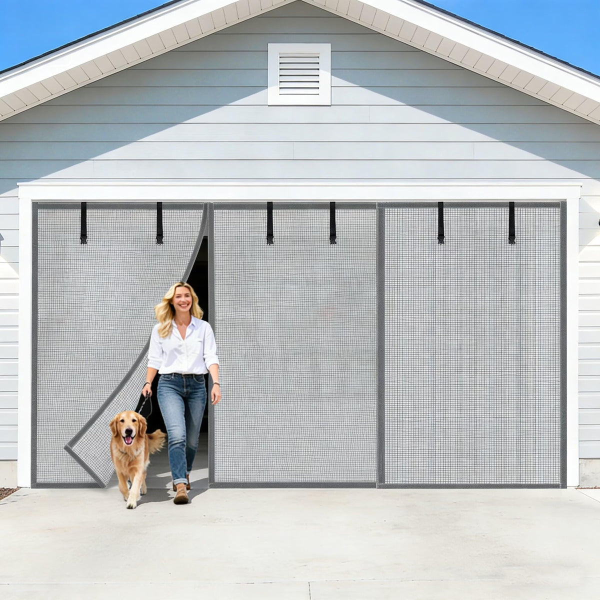 16x8FT Sliver Grey Magnetic Garage Door Screen with Fiberglass Mesh X149787