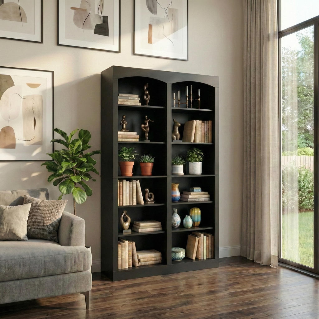 71" Tall Black 12-Tier Wood Bookcase Z254