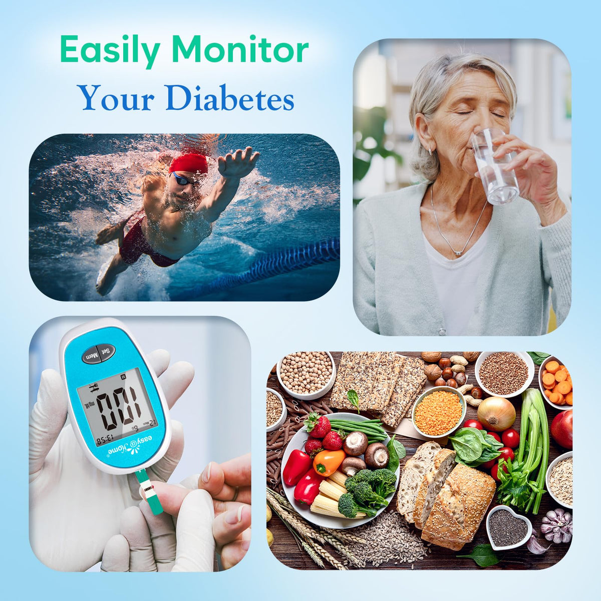 Wireless Glucose Monitor Kit, 100-Strip Blood Sugar Testing Kit Q874