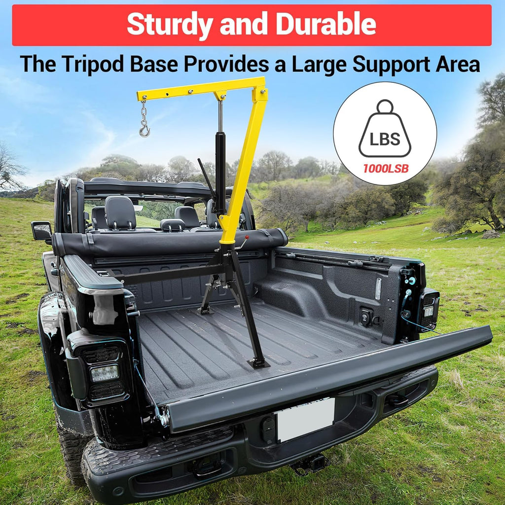 Hydraulic 1000Lbs Hitch-Mounted 360° Swivel Pickup Truck Crane M5203