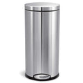 30L Brushed Stainless Steel Round Step Trash Can F456