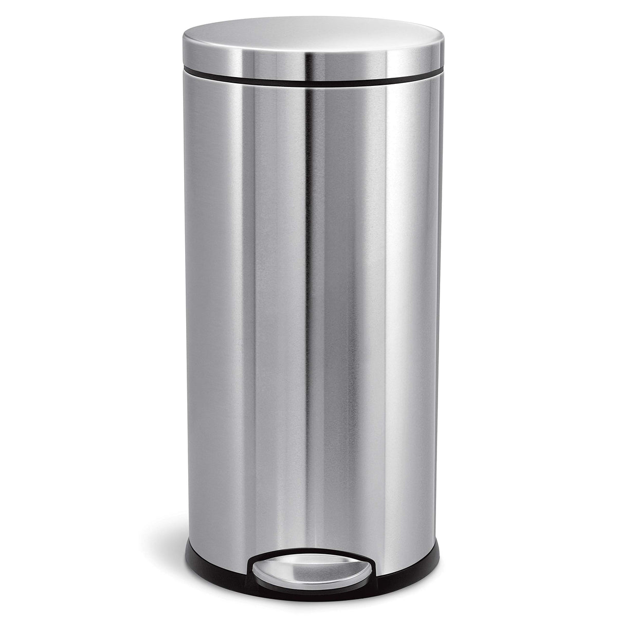 30L Brushed Stainless Steel Round Step Trash Can F456