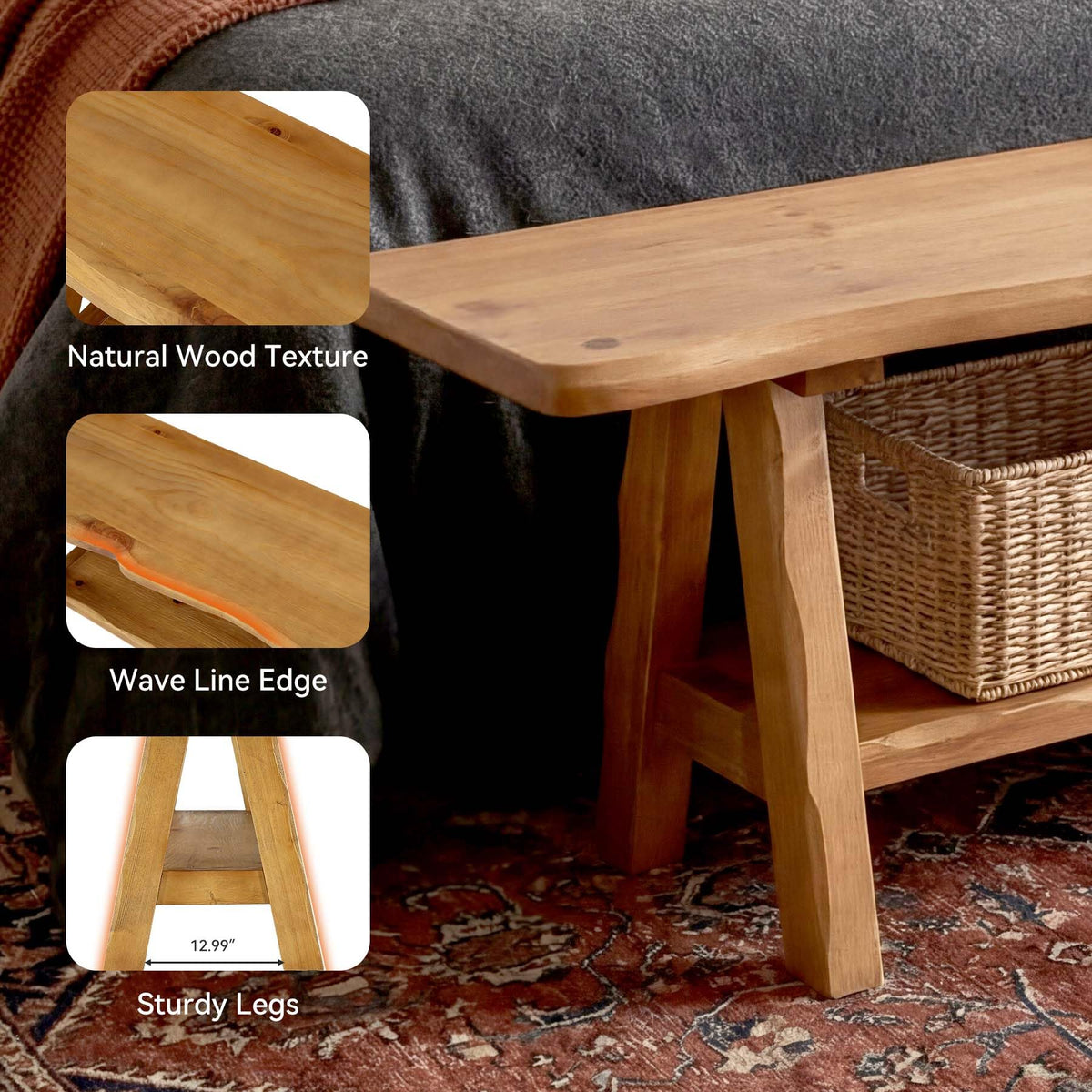 Brown Solid Wood Entryway Bench L651078