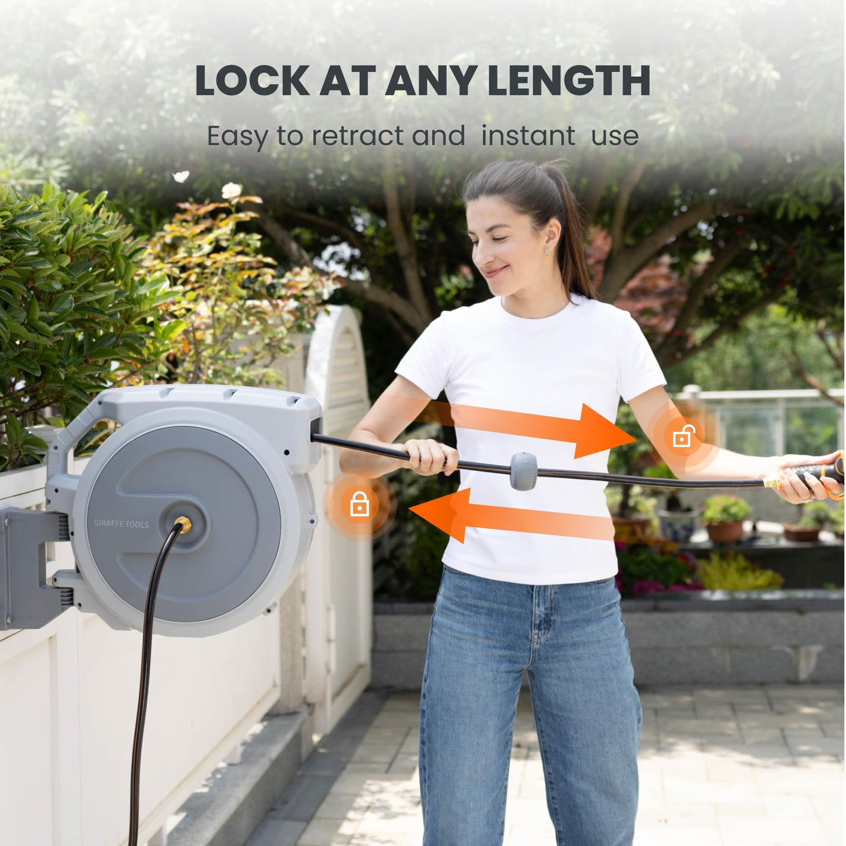 Retractable Garden Hose Reel 1/2" 130FT Wall Mount Light Grey D4848