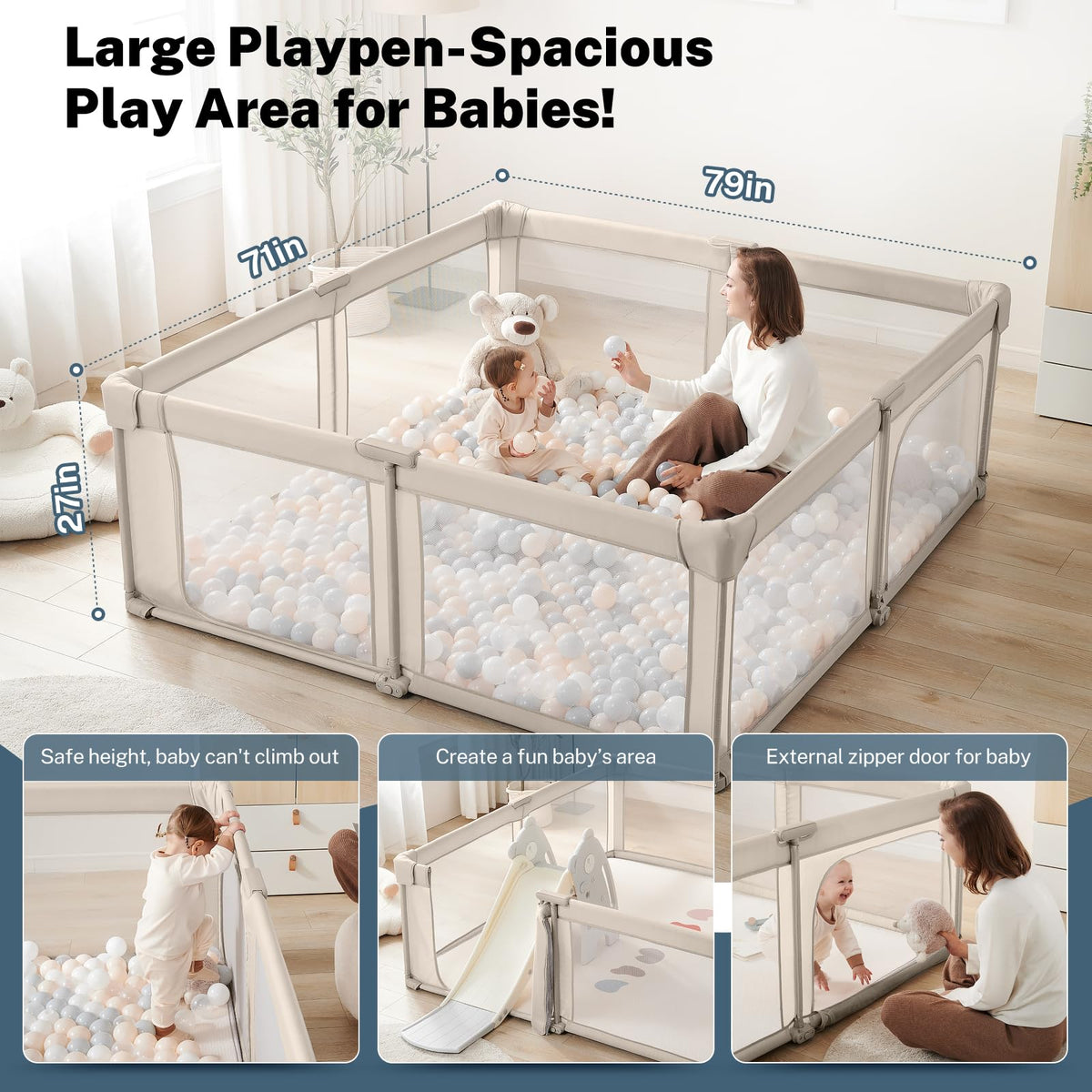 Portable Foldable Playpen with Carry Bag Y3943