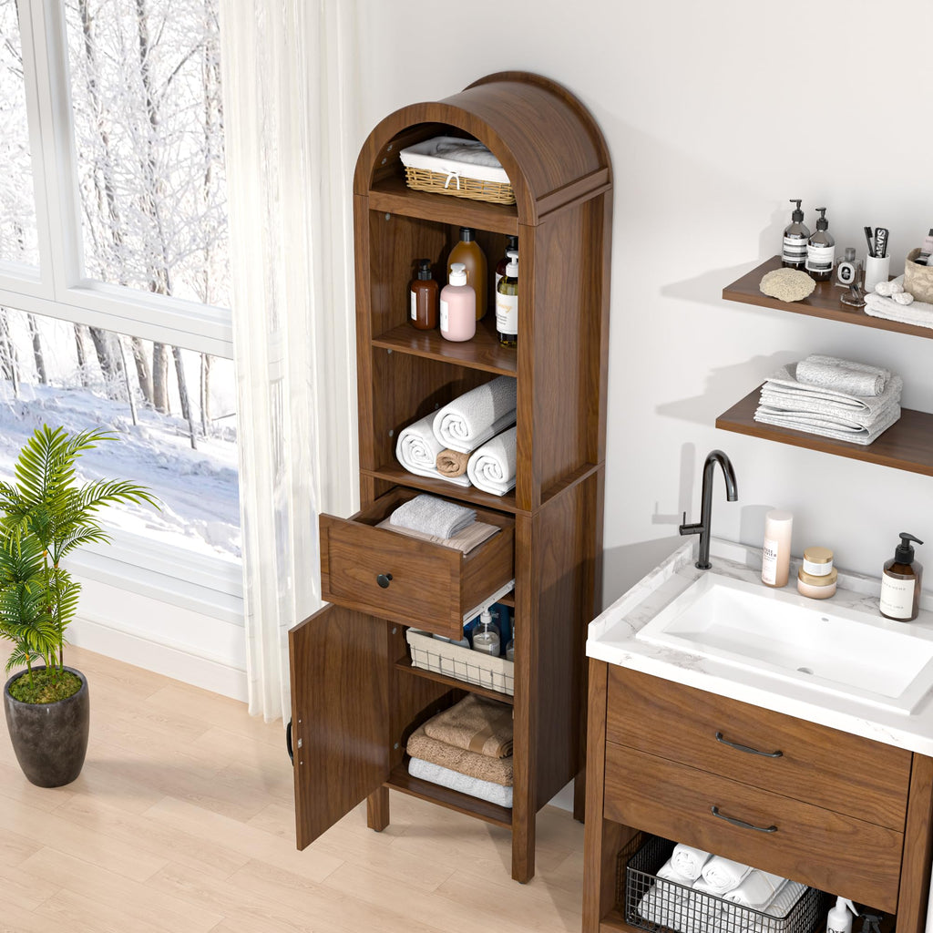 64" Tall Bathroom Storage Cabinet with Adjustable Shelves T3820