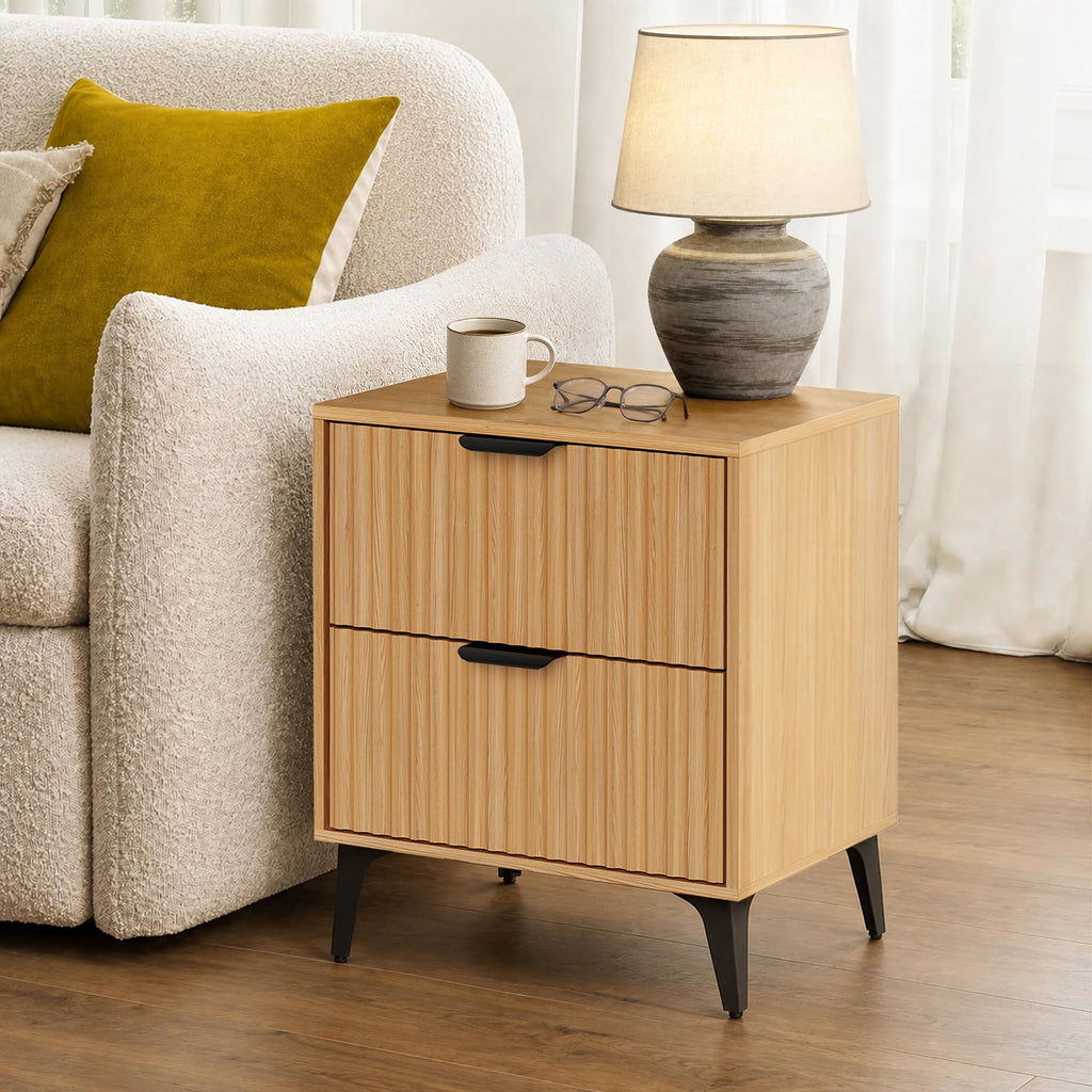 Wood Nightstand Set of 2 with 2 Drawers T355