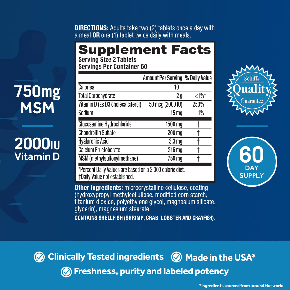Glucosamine Chondroitin MSM + Vitamin D3-120 ct M4170