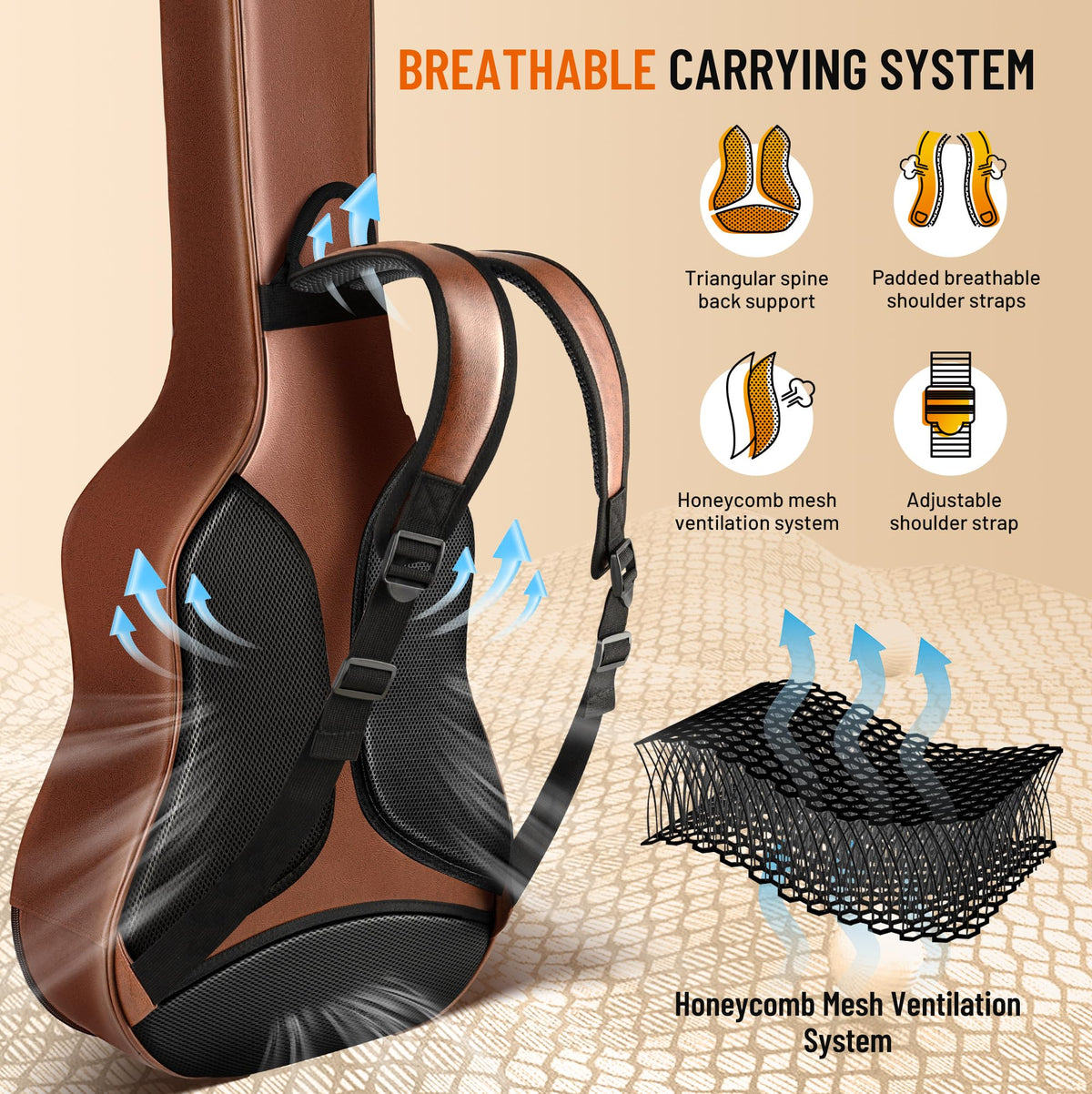 0.8in Thick Padding Waterproof Acoustic Guitar Case E9370