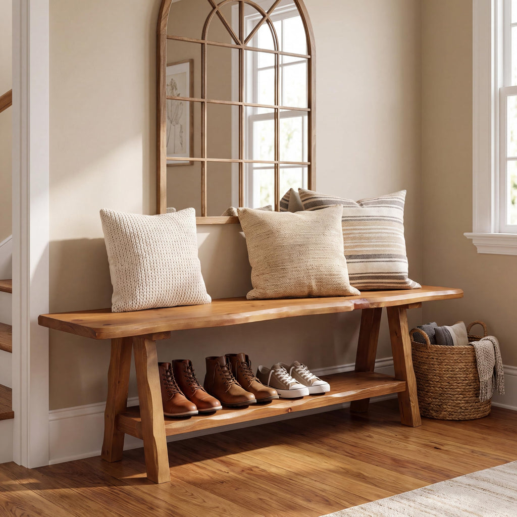 Brown Solid Wood Entryway Bench L651078