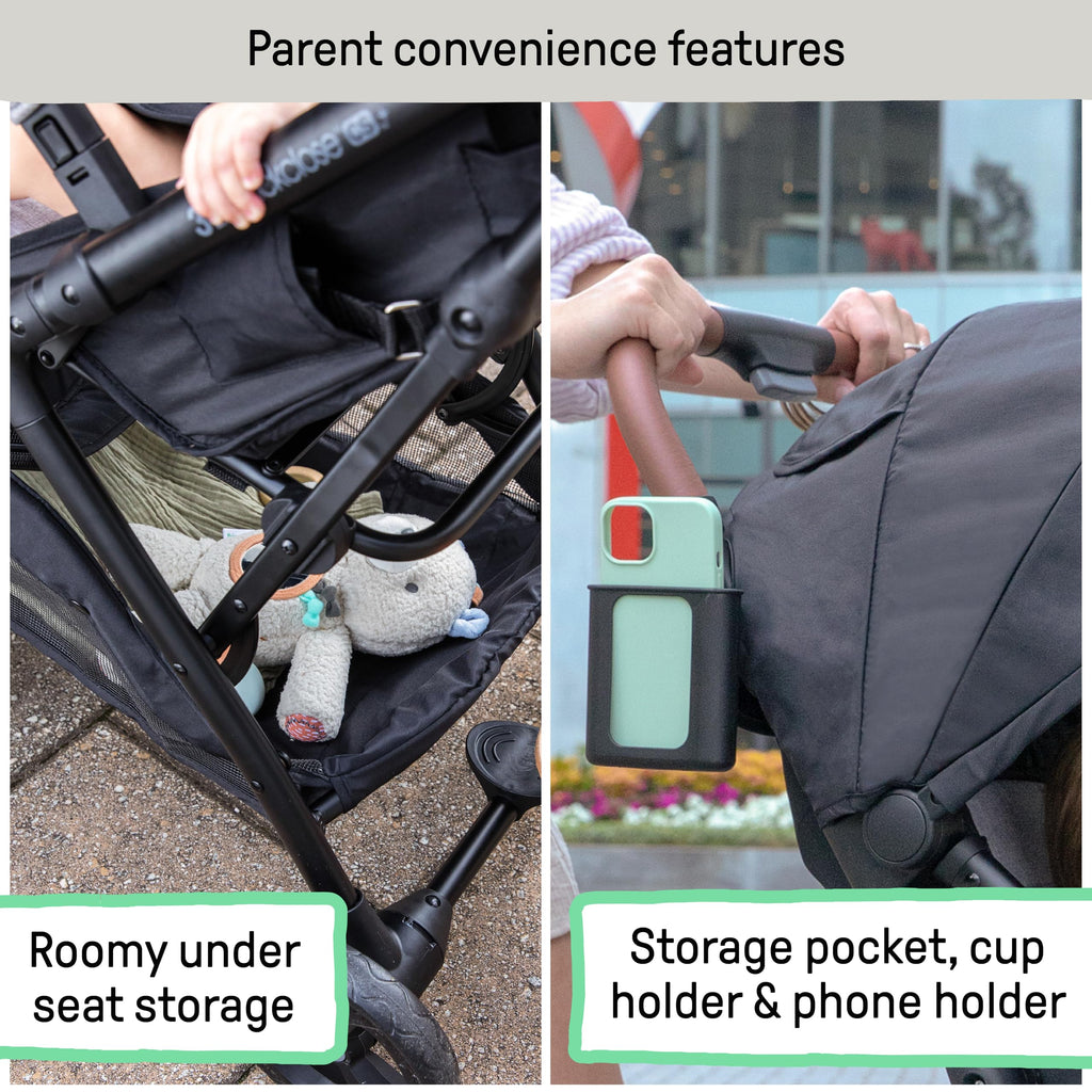 Compact Fold Stroller with Oversized Canopy and Extra-Large Storage, Gray D851127