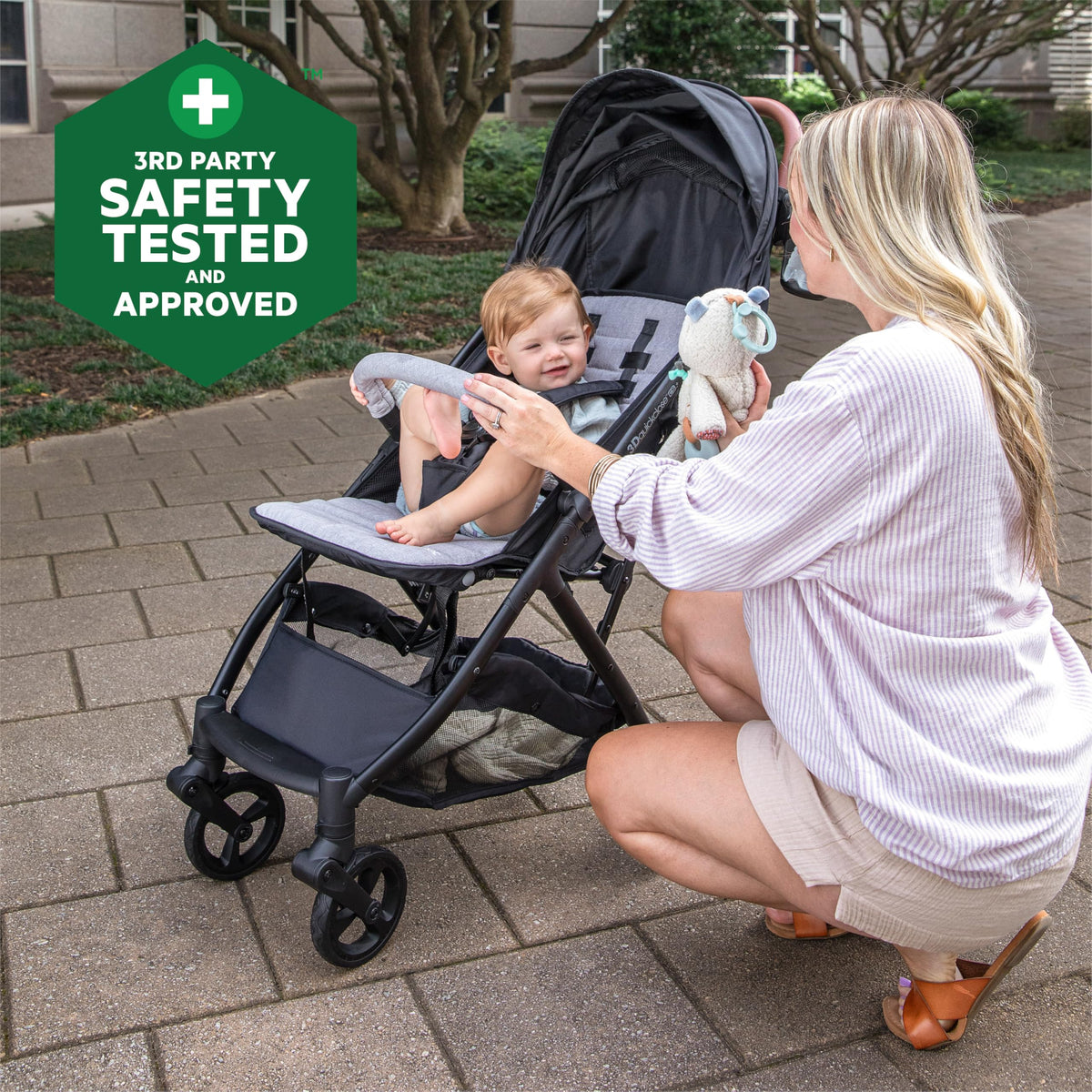 Compact Fold Stroller with Oversized Canopy and Extra-Large Storage, Gray D851127