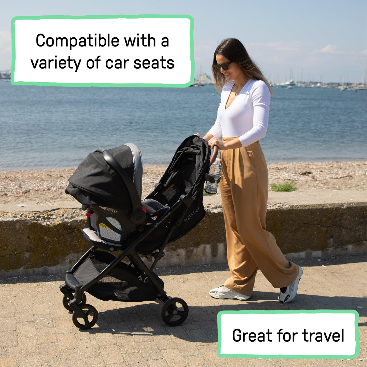 Compact Fold Stroller with Oversized Canopy and Extra-Large Storage, Gray D851127