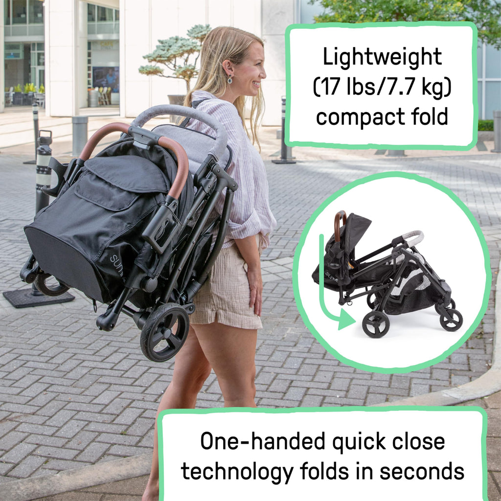 Compact Fold Stroller with Oversized Canopy and Extra-Large Storage, Gray D851127