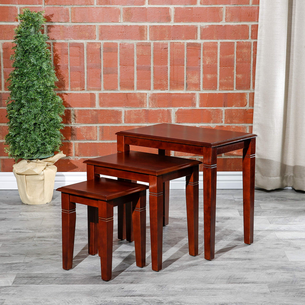 Wooden Nesting Tables Set of 3 Cherry Finish W74319
