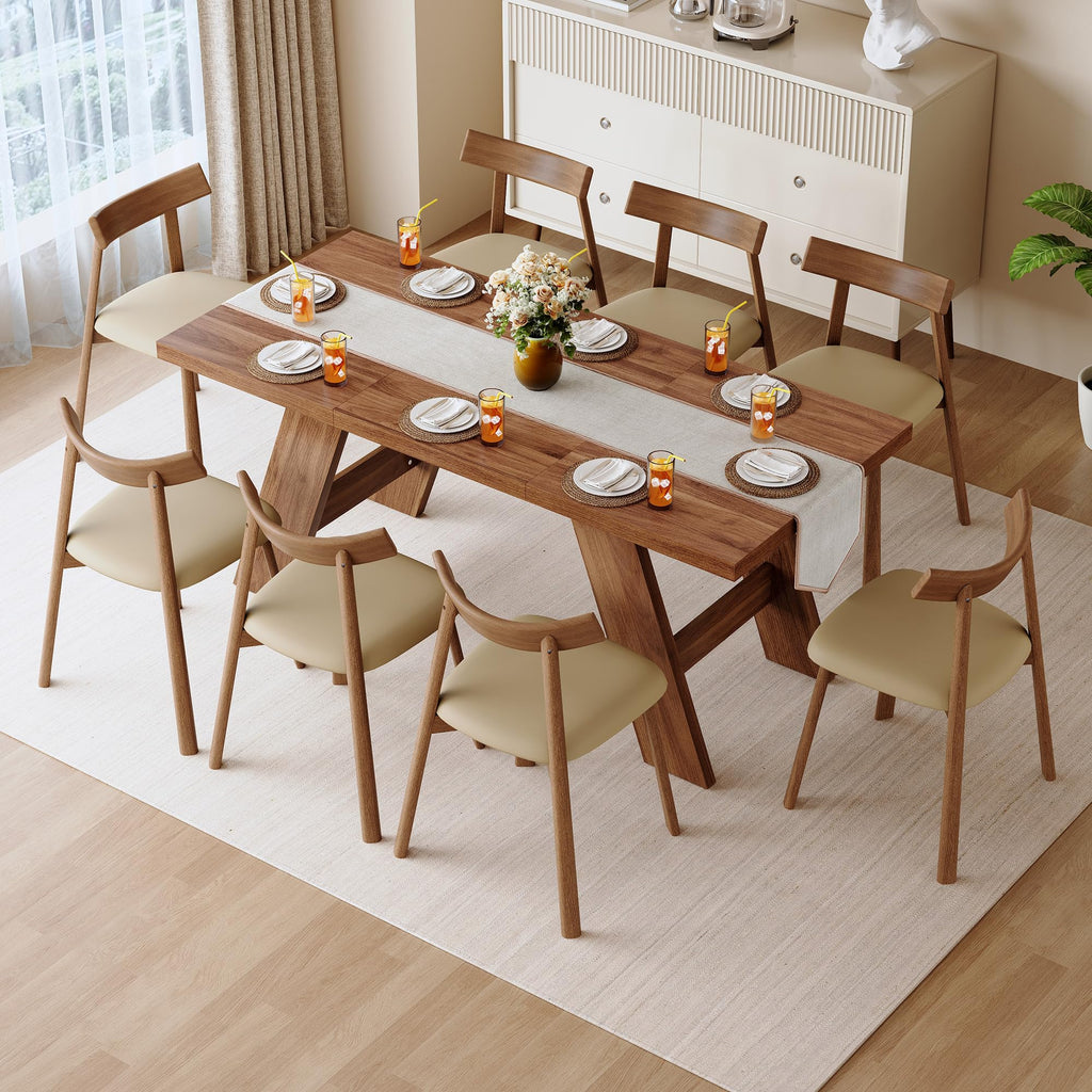 71'' Dining Table Set for 8 with Upholstered Chairs L62311