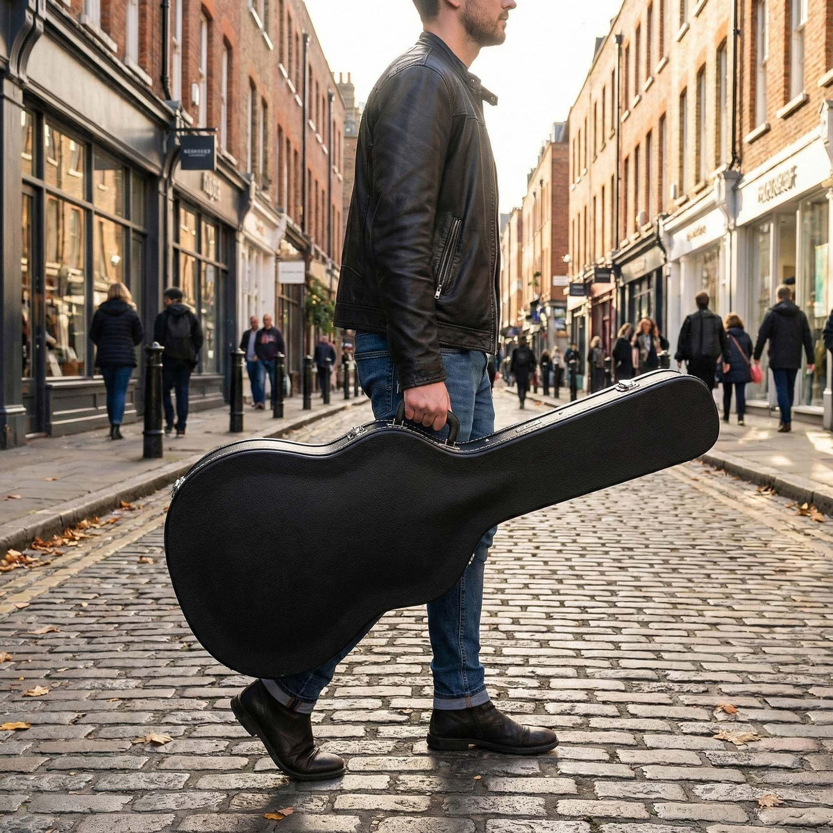Black Acoustic Guitar Hardshell Case with Accessory Compartment B303837