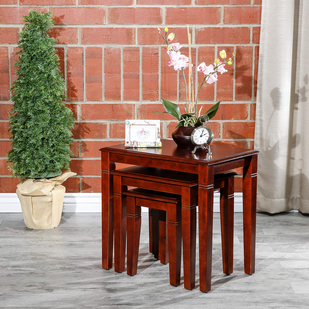 Wooden Nesting Tables Set of 3 Cherry Finish W74319
